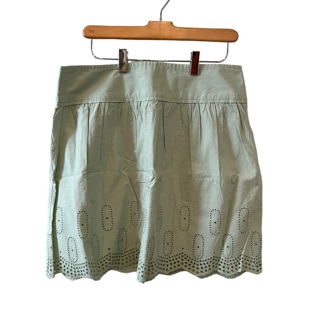 LOFT Eyelet Mini Skirt Sage Green 10